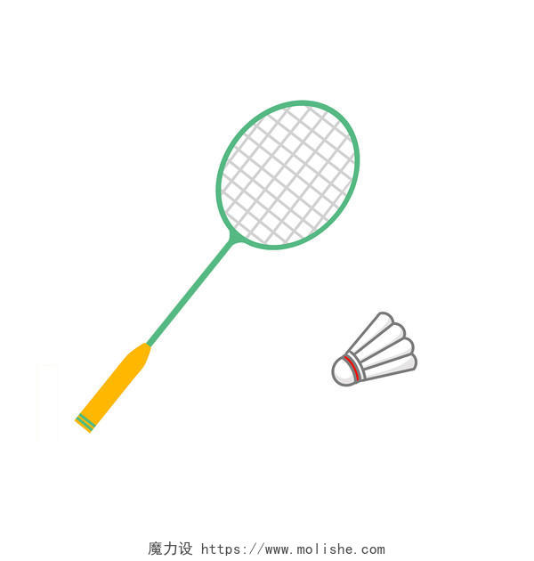 羽毛球拍羽毛球运动元素运动健身体育打球PNG素材